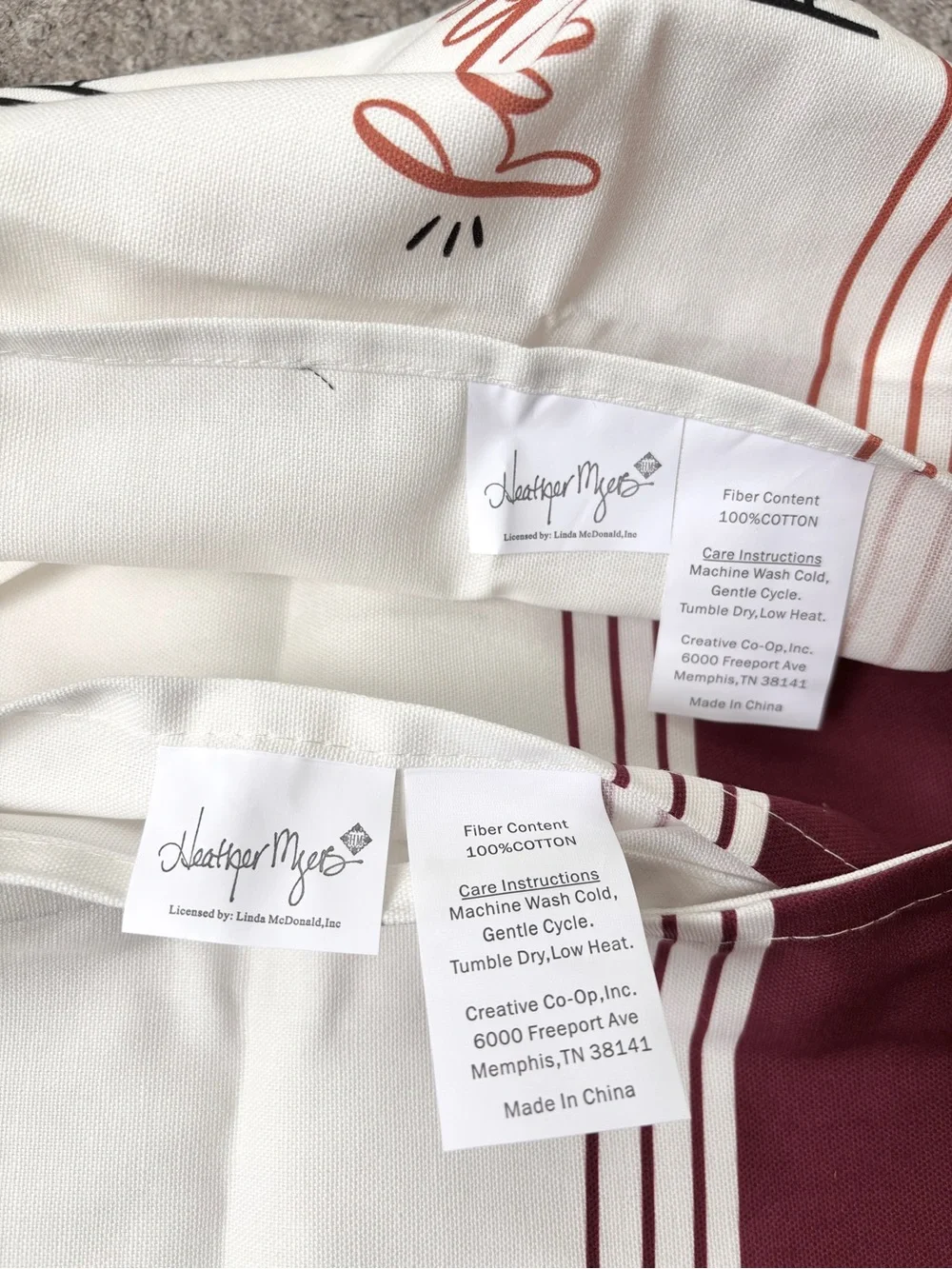 Thanksgiving food themed tea towels cranberries pumpkin pie 100% cotton